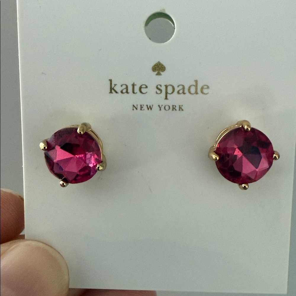 Kate Spade Fuchsia Crystal Stud Earrings - Picture 3 of 3